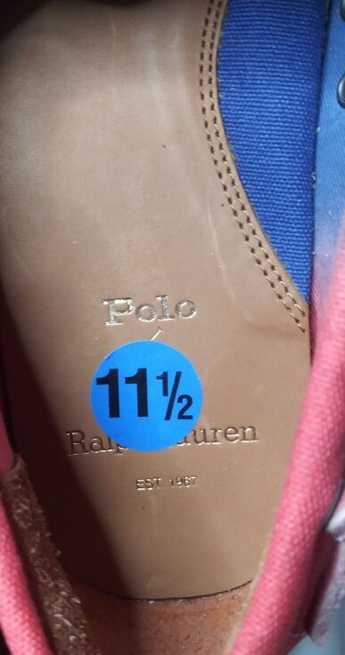 Polo Ralph Lauren USA Merton Boat Shoes Hombre Blue Red Tie dye Canvas Mens 11.5 main image 14